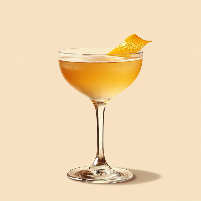 A photo of the Sazerac Royale cocktail containing Hennessy V.S. Cognac, Willett Family Estate Bottled 4 Year Rye, Freshly squeezed lemon juice, Giffard Triple Sec, Lillet Blanc Aperitif, Peychaud's Bitters in a Coupe.