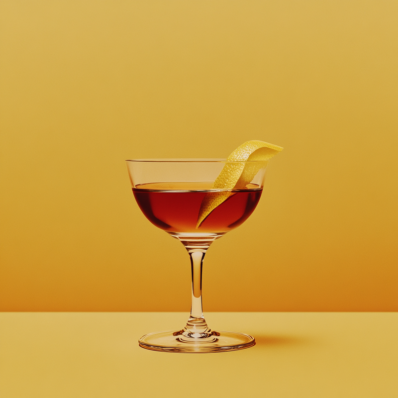 A photo of the Emerald Orchard cocktail containing Jameson Irish Whiskey, Martini & Rossi Rosso Sweet Vermouth, Giffard Abricot Du Roussillon, Cynar in a Coupe.