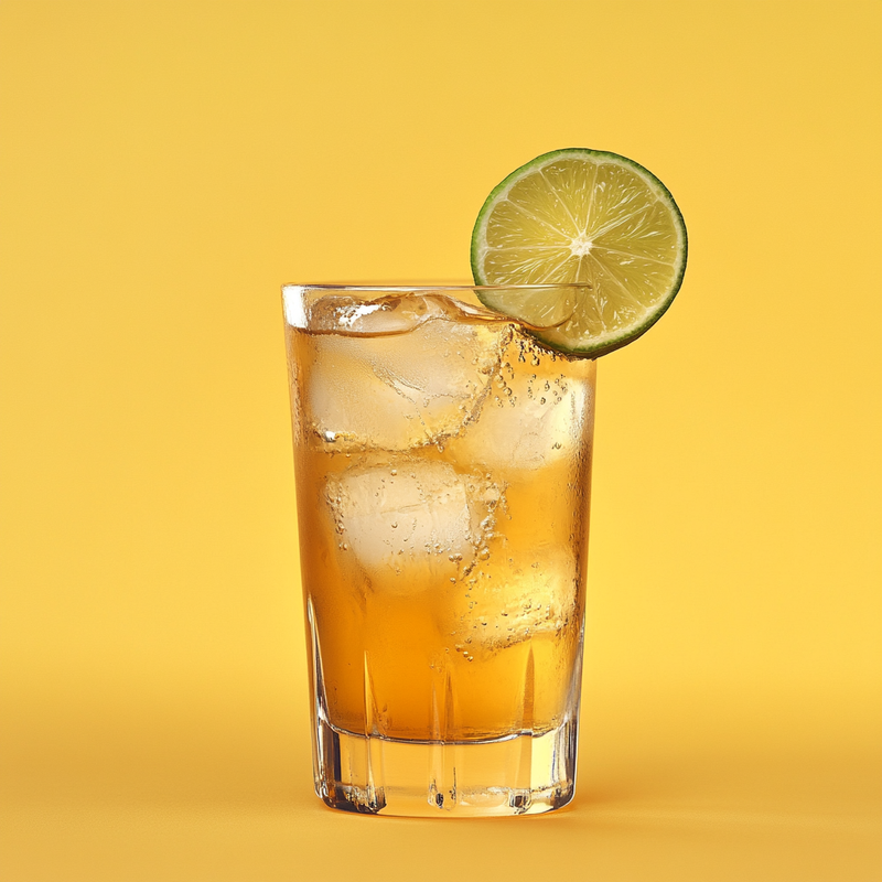 A photo of the Dark 'n' Stormy Highball cocktail containing Goslings Black Seal Dark Rum, Three Cents Ginger Beer in a Highball.