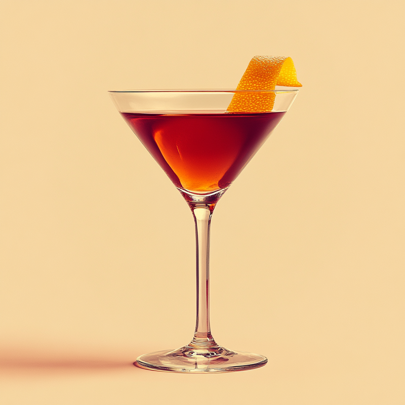 A photo of the Opera cocktail containing Beefeater London Dry Gin, Luxardo Maraschino Liqueur, Dubonnet Rouge, Angostura Orange Bitters in a Martini.