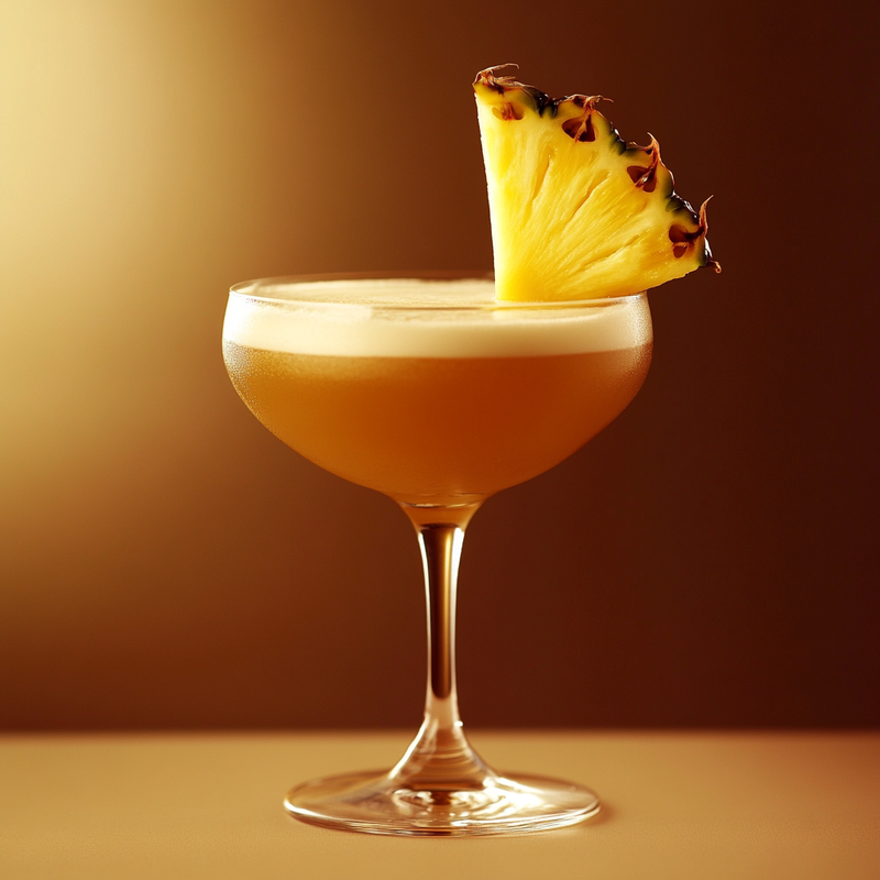 A photo of the Highland Berry Smash cocktail containing Ardbeg 10 Year Islay Single Malt Scotch, Chambord Liqueur, Fresh pressed pineapple juice in a Coupe.