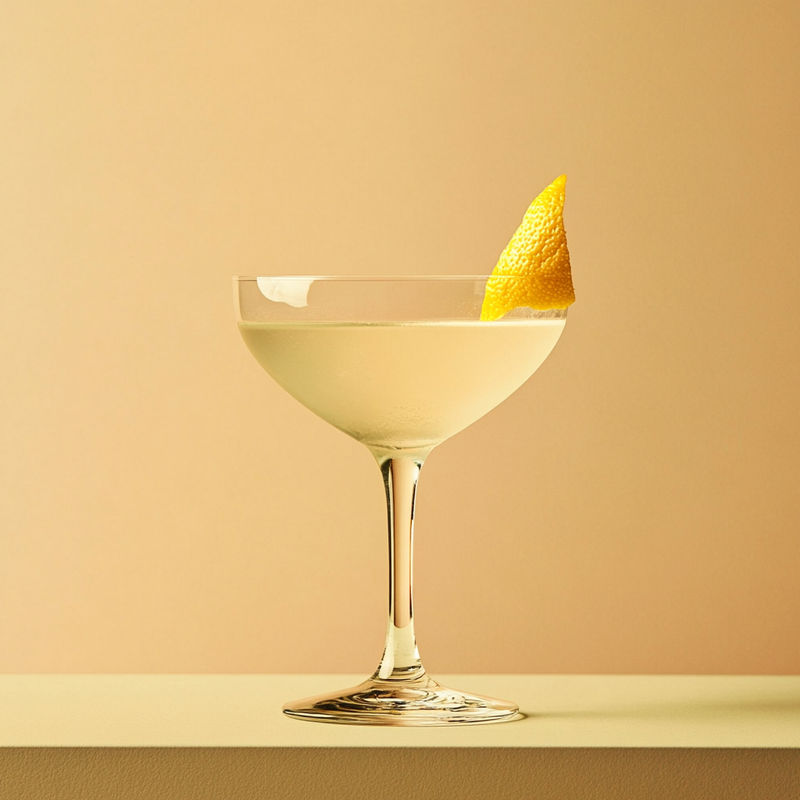 A photo of the Strega Whisperer cocktail containing Beefeater London Dry Gin, Strega Liquore in a Nick & Nora.