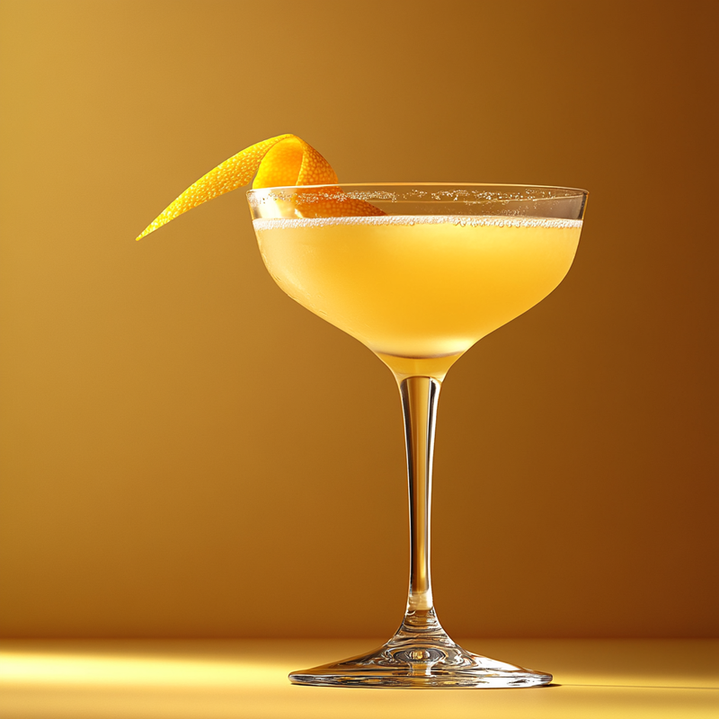 A photo of the President cocktail containing Planteray 3 Stars White Rum, Freshly squeezed orange juice, Freshly squeezed lemon juice, Liber & Co. Real Grenadine, Chilled water (reduce if wet ice) in a Martini.