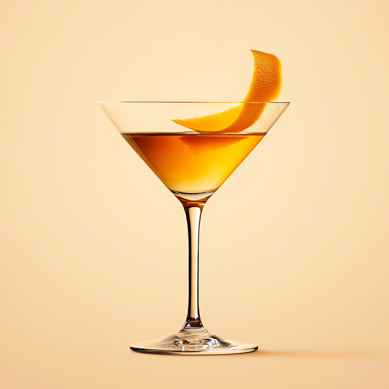 A photo of the Merry Widow cocktail containing Ketel One Vodka, Dubonnet Rouge, Noilly Prat Dry Vermouth, Angostura Orange Bitters in a Martini.