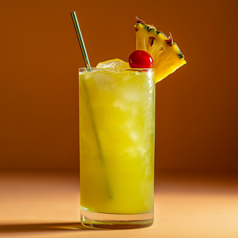 A photo of the Chartreuse Swizzle Delight cocktail containing Chartreuse Green, John D. Taylor's Velvet Falernum, Fresh pressed pineapple juice, Freshly squeezed lime juice in a Collins.