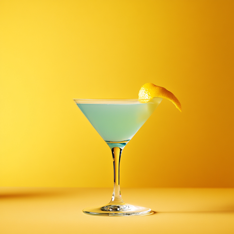 A photo of the Azure Fizz cocktail containing Beefeater London Dry Gin, Giffard Blue Curaçao, Freshly squeezed lemon juice, Fee Brothers Fee Foam Egg White Alternative in a Martini.