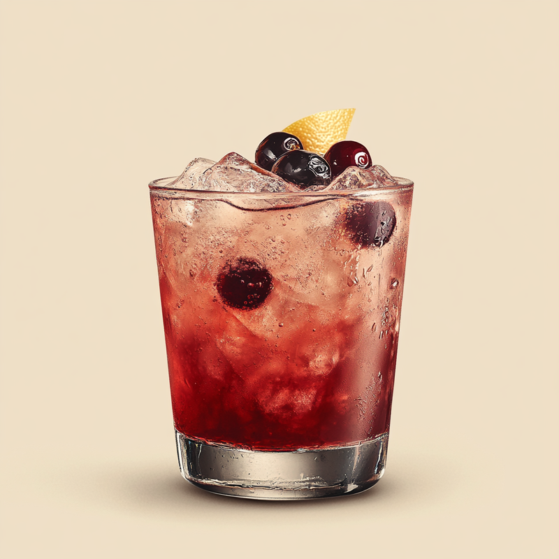 A photo of the Bramble Sparkler cocktail containing Beefeater London Dry Gin, LEJAY LAGOUTE Crème de Cassis, Freshly squeezed lemon juice, Club soda in a Sling.