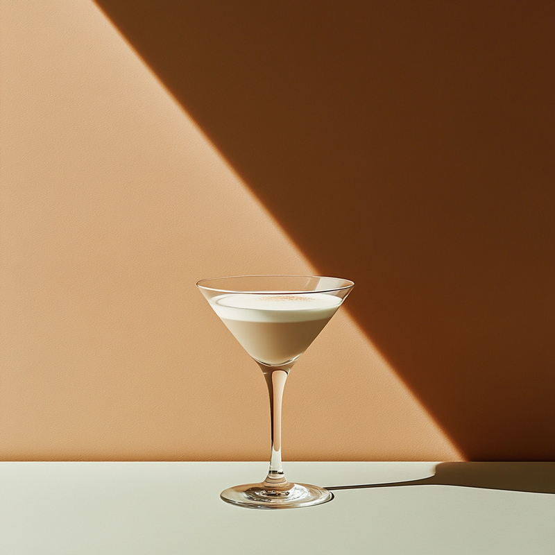 A photo of the Princess Mary cocktail containing Beefeater London Dry Gin, Marie Brizard Crème de Cacao White, Single cream / half-and-half in a Martini.