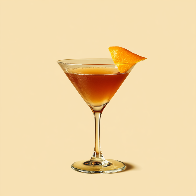 A photo of the Olympic cocktail containing Hennessy V.S. Cognac, Grand Marnier, Freshly squeezed orange juice in a Martini.