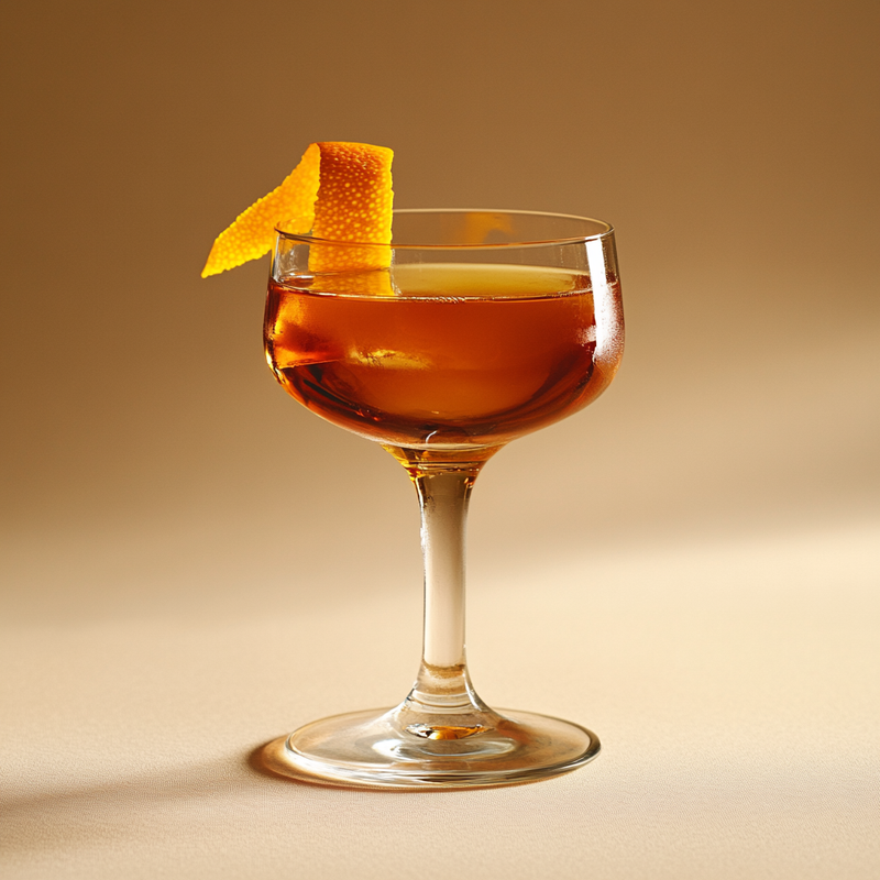 A photo of the Cognac Sunset cocktail containing Hennessy V.S. Cognac, Tempus Fugit Kina L'Aero d'Or, Angostura Orange Bitters in a Coupe.
