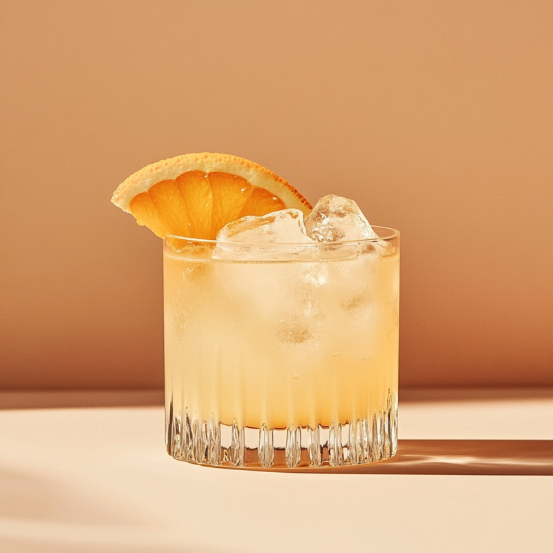 A photo of the Amaretto Sunset Old-Fashioned cocktail containing Milagro Reposado Tequila, Luxardo Amaretto di Saschira Liqueur, AquaRiva Organic Agave Syrup, Angostura Orange Bitters in a Old-Fashioned.