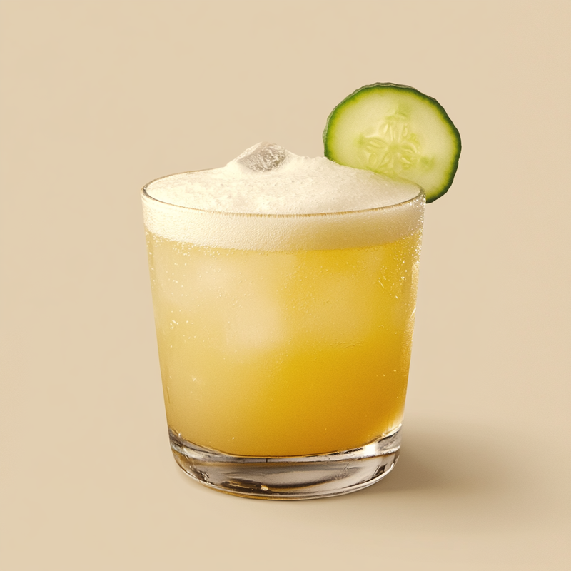 A photo of the Cucumber Reposado Cooler cocktail containing Milagro Reposado Tequila, AquaRiva Organic Agave Syrup, Freshly squeezed lime juice in a Old-Fashioned.