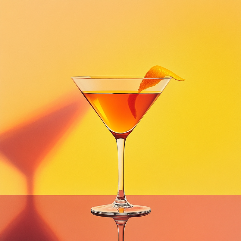 A photo of the Club Cocktail cocktail containing Valdespino Inocente Fino Sherry, Graham's 10 Year Old Aged Tawny Port, Angostura Orange Bitters in a Martini.
