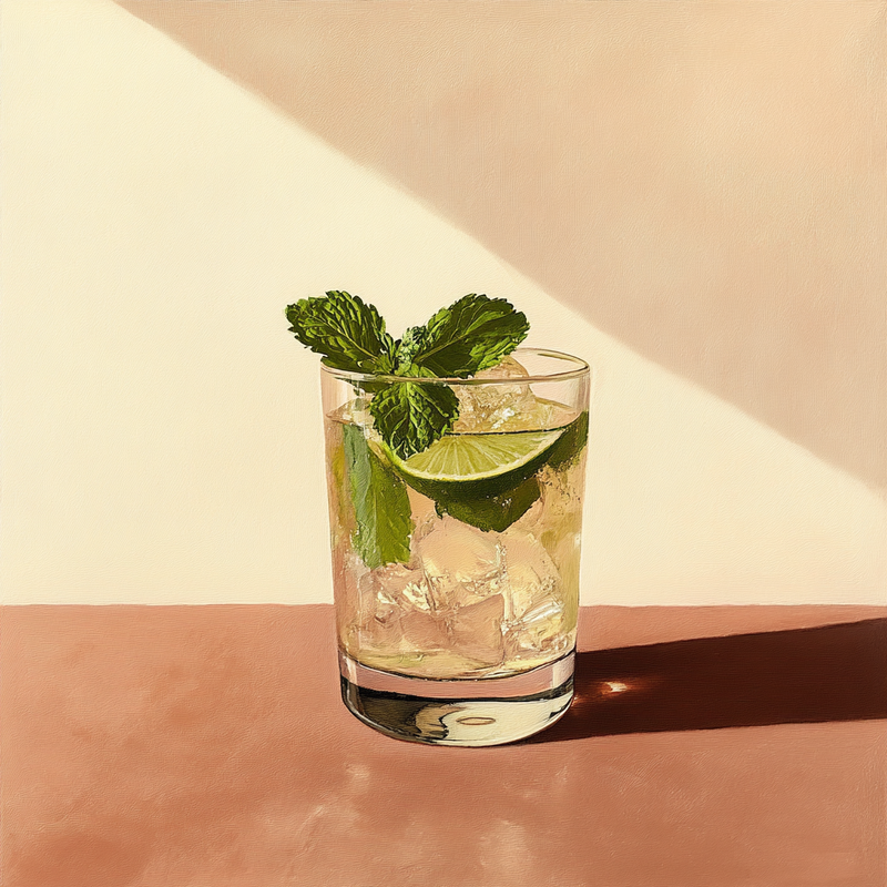 A photo of the Golden Oasis cocktail containing Mint leaves, Milagro Reposado Tequila, Licor 43 Spanish Liqueur, Freshly squeezed lime juice in a Collins.