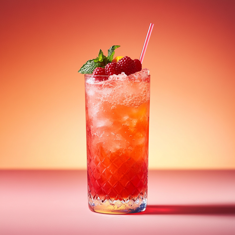A photo of the Gin Daisy cocktail containing Beefeater London Dry Gin, Freshly squeezed lemon juice, Liber & Co. Real Grenadine, Club soda in a Collins.