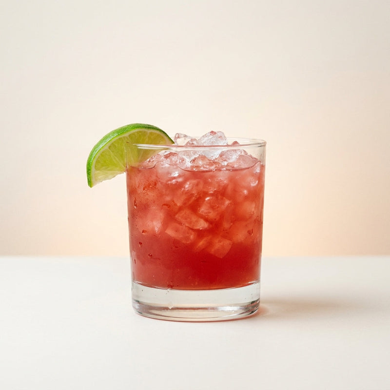 A photo of the The Orchard & Vine Sour cocktail containing Roger Groult 3 Year Reserve Pays D'Auge Calvados, Hennessy V.S. Cognac, Liber & Co. Real Grenadine, Freshly squeezed lime juice, Giffard Sugar Cane Syrup (Sirop Sucre de Canne) in a Old-Fashioned.