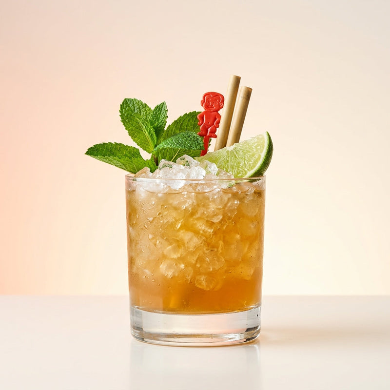 A photo of the Menehune Juice cocktail containing Planteray 3 Stars White Rum, Giffard Triple Sec, Giffard Orgeat Syrup, Freshly squeezed lime juice, Giffard Sugar Cane Syrup (Sirop Sucre de Canne) in a Old-Fashioned.