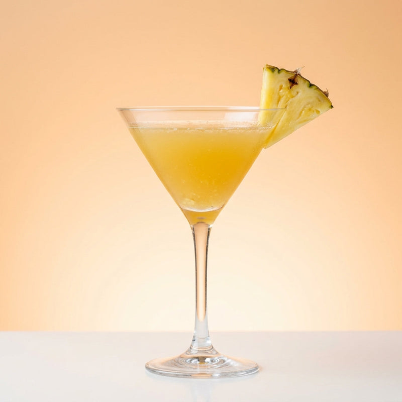 A photo of the Pineapple Ginger Martini cocktail containing Fresh root ginger (thumbnail sized), Ketel One Vodka, Fresh pressed pineapple juice, Giffard Sugar Cane Syrup (Sirop Sucre de Canne) in a Martini.