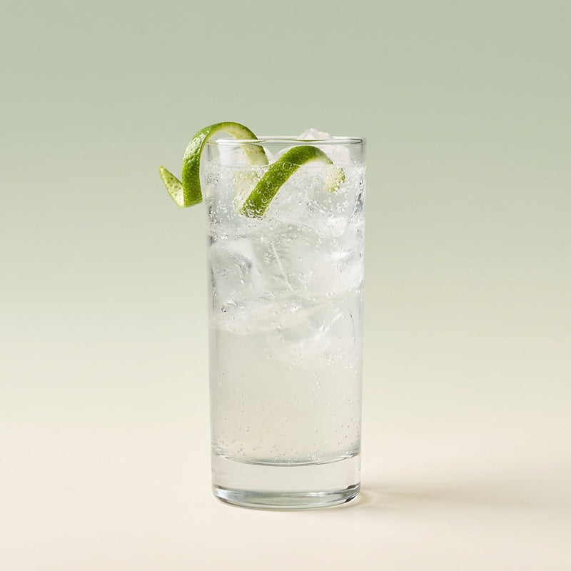 A photo of the Vodka Rickey cocktail containing Ketel One Vodka, Freshly squeezed lime juice, Giffard Sugar Cane Syrup (Sirop Sucre de Canne), Club soda in a Collins (Small 8 oz).