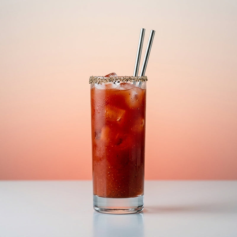 A photo of the Red Snapper cocktail containing Beefeater London Dry Gin, Tomato juice, Freshly squeezed lemon juice, Giffard Sugar Cane Syrup (Sirop Sucre de Canne), Worcestershire sauce, Hot pepper sauce, Black pepper, Celery salt in a Collins.