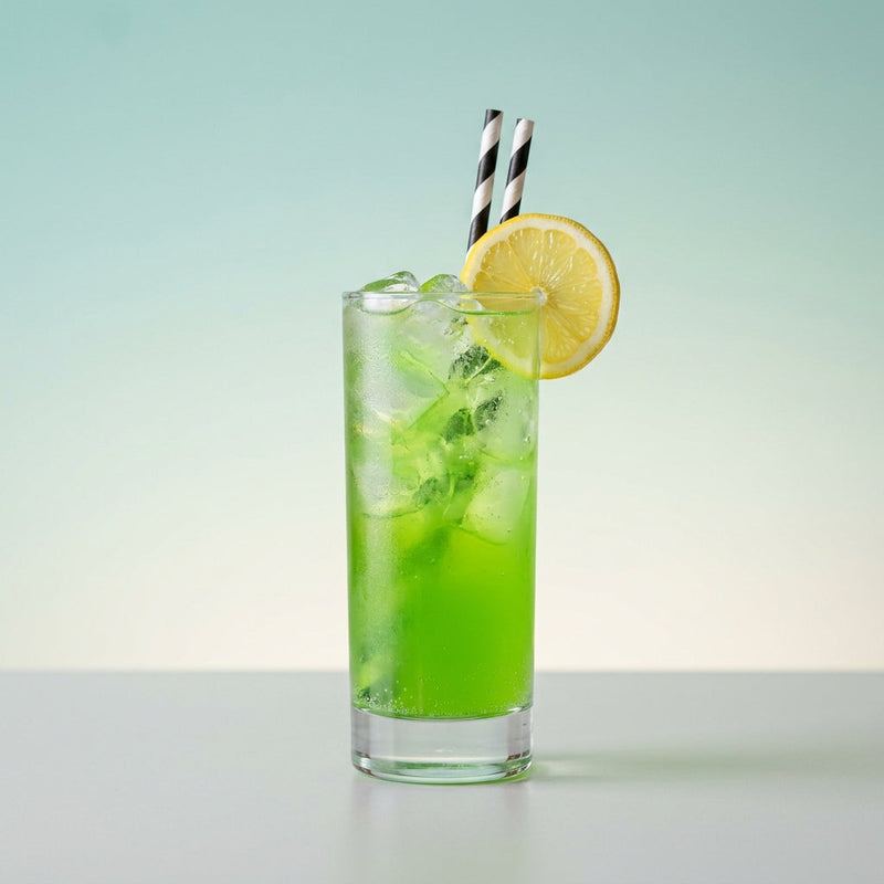 A photo of the Quad Squad Long Island cocktail containing Planteray 3 Stars White Rum, Beefeater London Dry Gin, Ketel One Vodka, Milagro Reposado Tequila, Giffard Triple Sec, MIDORI Melon Liqueur, Freshly squeezed lime juice, Lemon-lime soda in a Sling.
