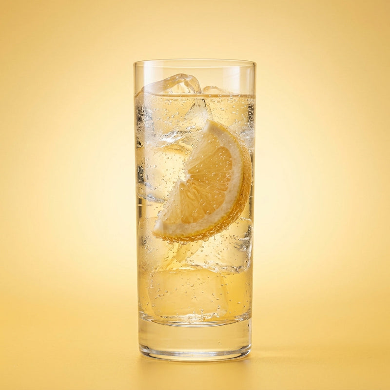 A photo of the Suze Blanc Highball cocktail containing Suze Aperitif, Planteray 3 Stars White Rum, Angostura Orange Bitters, Mediterranean tonic water in a Highball.