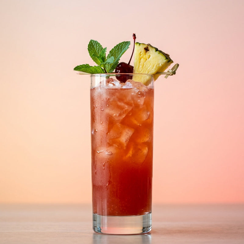 A photo of the Between Decks cocktail containing Beefeater London Dry Gin, Freshly squeezed orange juice, Cranberry juice, Freshly squeezed lime juice, Giffard Sugar Cane Syrup (Sirop Sucre de Canne), Chilled water (reduce if wet ice) in a Collins.