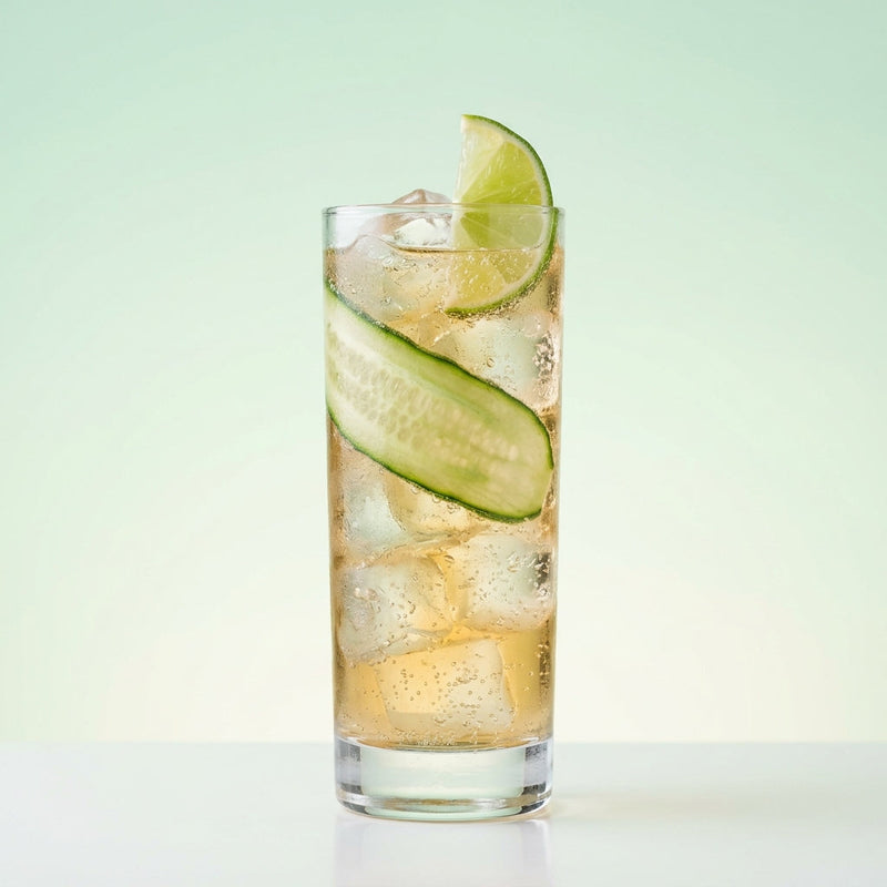 A photo of the The Bohemian Collins cocktail containing Becherovka Herbal Liqueur, Three Cents Ginger Beer in a Collins.