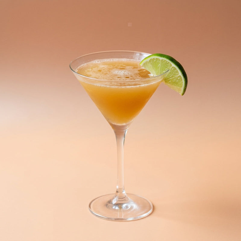 A photo of the Bare Bones Daiquiri cocktail containing Wray & Nephew White Overproof Rum, Freshly squeezed lime juice, Giffard Sugar Cane Syrup (Sirop Sucre de Canne), Angostura Aromatic Bitters, Chilled water (reduce if wet ice) in a Martini.