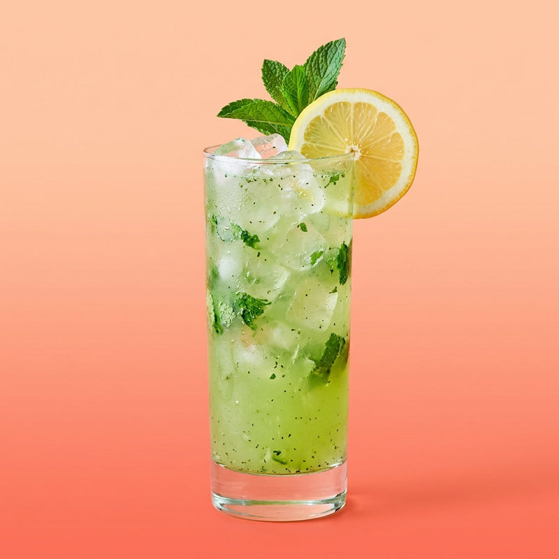 A photo of the Gin Garden Smash cocktail containing Mint leaves, Beefeater London Dry Gin, Freshly squeezed lemon juice, Giffard Sugar Cane Syrup (Sirop Sucre de Canne), Chilled water in a Collins.
