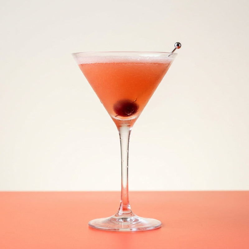 A photo of the The Bitter Beauty cocktail containing Baldoria Bitter Vermouth, Fresh pressed pineapple juice, Freshly squeezed lime juice, Giffard Sugar Cane Syrup (Sirop Sucre de Canne) in a Martini.