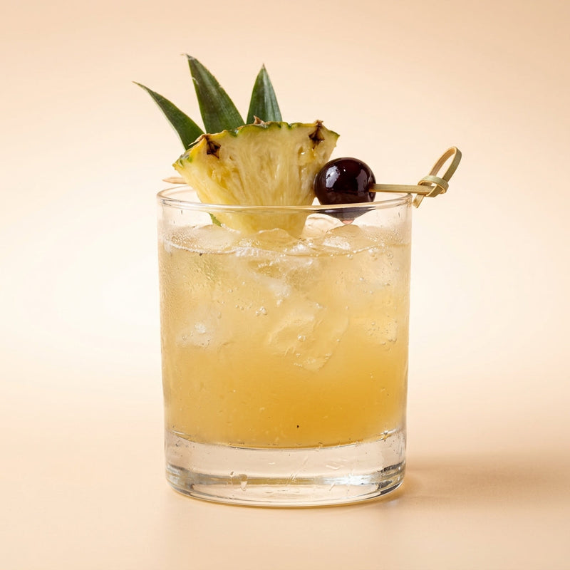 A photo of the Plantation Punch cocktail containing Planteray 3 Stars White Rum, Fresh pressed pineapple juice, Freshly squeezed lime juice, Giffard Sugar Cane Syrup (Sirop Sucre de Canne) in a Old-Fashioned.