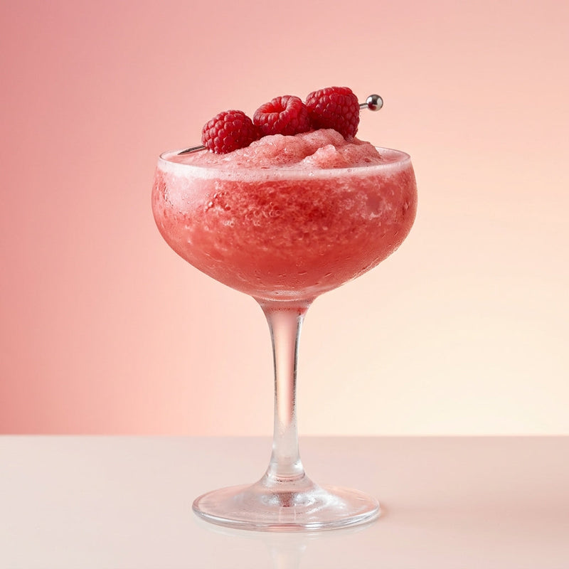 A photo of the Raspberry Rum Snowball cocktail containing Planteray 3 Stars White Rum, Chambord Liqueur, Freshly squeezed lime juice in a Coupe.