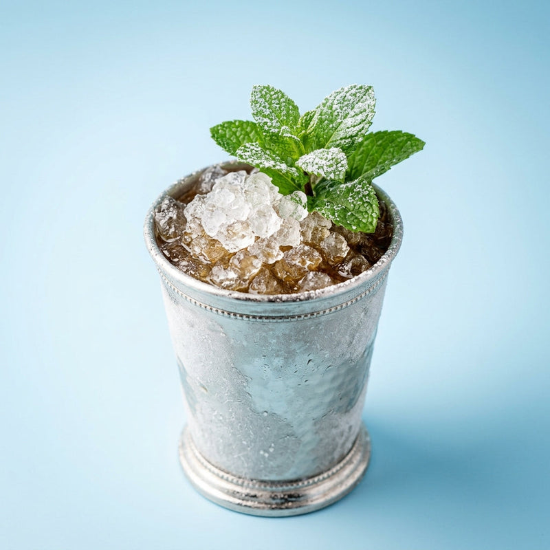 A photo of the Mint Julep Cocktail cocktail containing Mint leaves, Savage & Cooke Cask Finished Bourbon, Giffard Sugar Cane Syrup (Sirop Sucre de Canne), Angostura Aromatic Bitters in a Julep Tin.