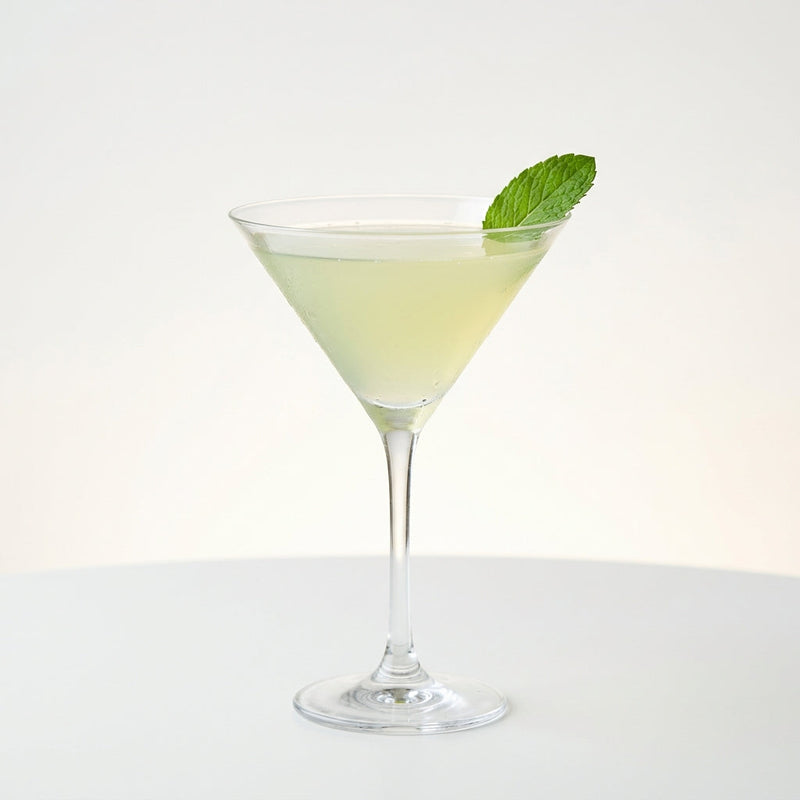 A photo of the Fallen Angel cocktail containing Beefeater London Dry Gin, Freshly squeezed lemon juice, Tempus Fugit Crème De Menthe, Giffard Sugar Cane Syrup (Sirop Sucre de Canne) in a Martini.