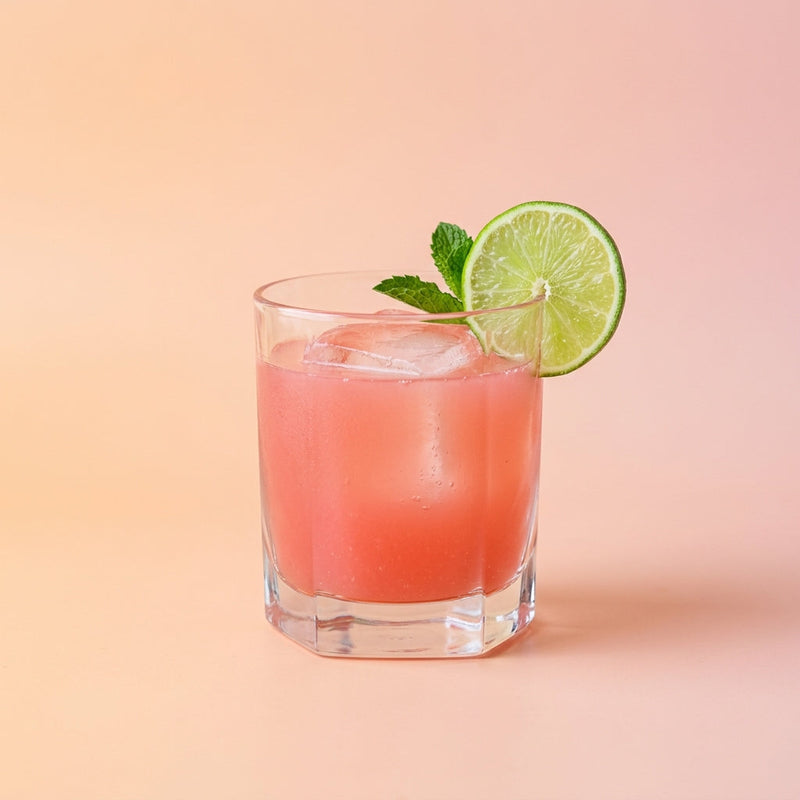 A photo of the The Bitters Neat cocktail containing Freshly squeezed pink grapefruit juice, Freshly squeezed lime juice, Giffard Sugar Cane Syrup (Sirop Sucre de Canne), Angostura Aromatic Bitters in a Old-Fashioned.