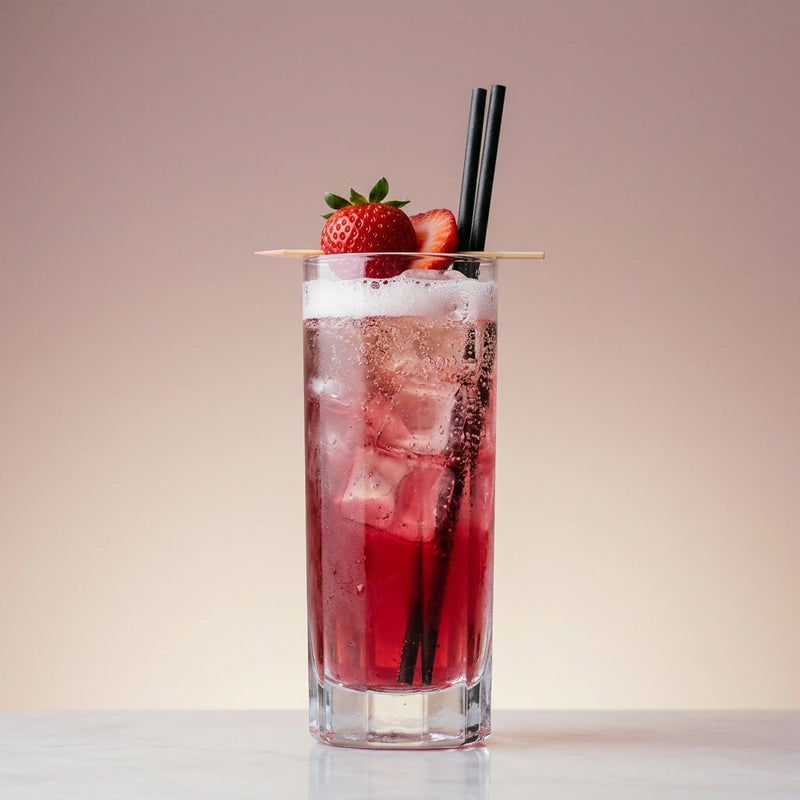 A photo of the Cognac Royal Crush cocktail containing Hennessy V.S. Cognac, Chambord Liqueur, Freshly squeezed lemon juice, Giffard Sugar Cane Syrup (Sirop Sucre de Canne), Perrier Jouet Grand Brut Champagne in a Sling.