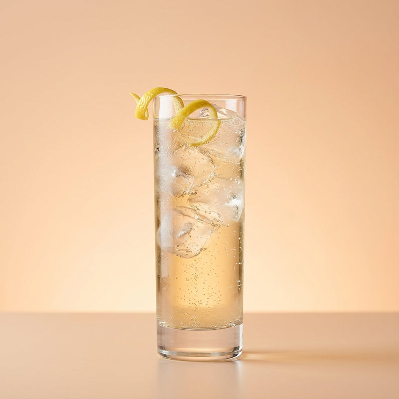 A photo of the Cognac Champagne Collins cocktail containing Freshly squeezed lemon juice, Powdered sugar (or use 5ml of 2:1 sugar syrup per spoon), Hennessy V.S. Cognac, Perrier Jouet Grand Brut Champagne in a Collins.