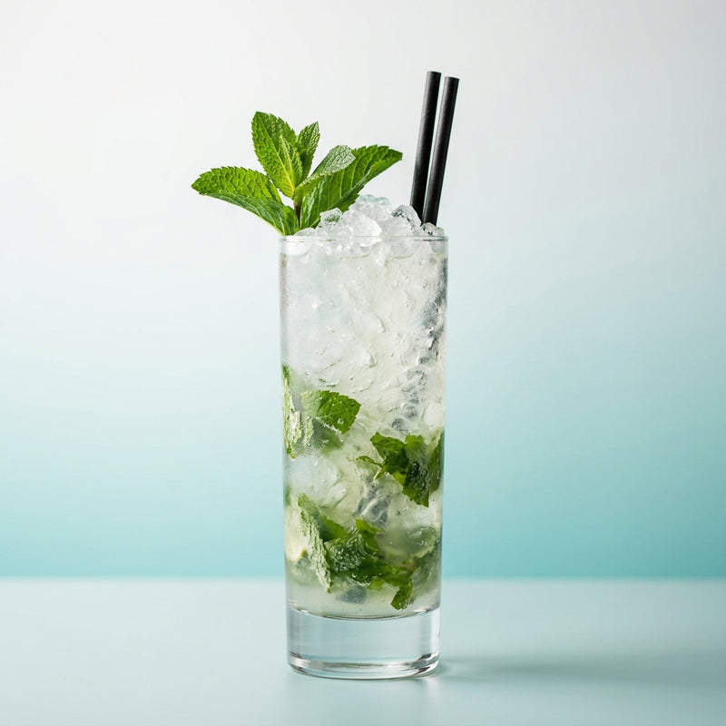 A photo of the Elderflower Rum Smash cocktail containing Mint leaves, Planteray 3 Stars White Rum, St-Germain Elderflower Liqueur, Freshly squeezed lime juice in a Collins.