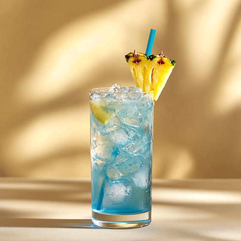 A photo of the Sapphire Twister cocktail containing Beefeater London Dry Gin, Galliano Autentico Liqueur, Lemon-lime soda, Giffard Blue Curaçao in a Collins.