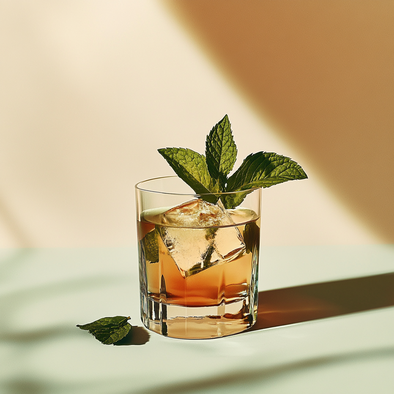 A photo of the Mayan Mojito cocktail containing Mint leaves, Milagro Reposado Tequila, AquaRiva Organic Agave Syrup in a Old-Fashioned.