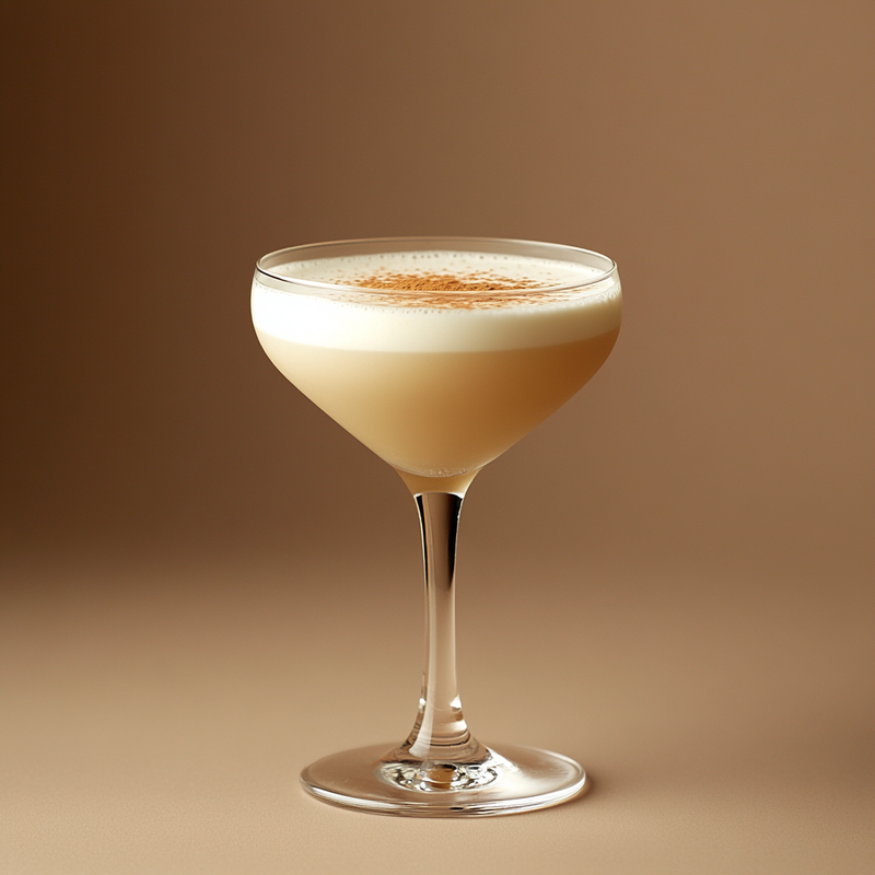 A photo of the Tequila Nutmeg Dream cocktail containing Milagro Reposado Tequila, Marie Brizard Crème de Cacao White, Luxardo Amaretto di Saschira Liqueur, Single cream / half-and-half, Milk in a Martini.
