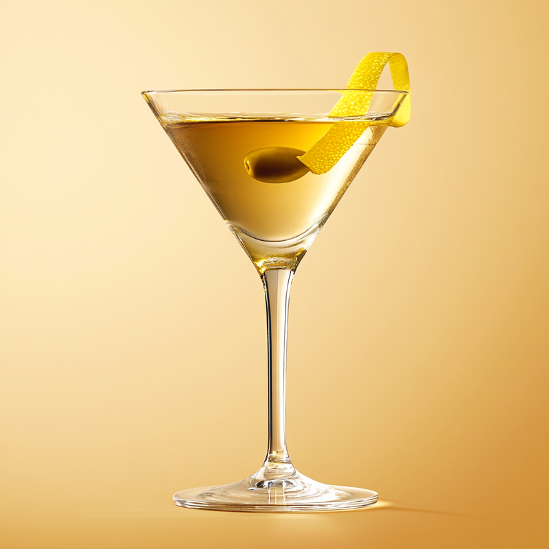 A photo of the Dutch Dry Martini cocktail containing Bols Genever, Noilly Prat Dry Vermouth in a Martini.