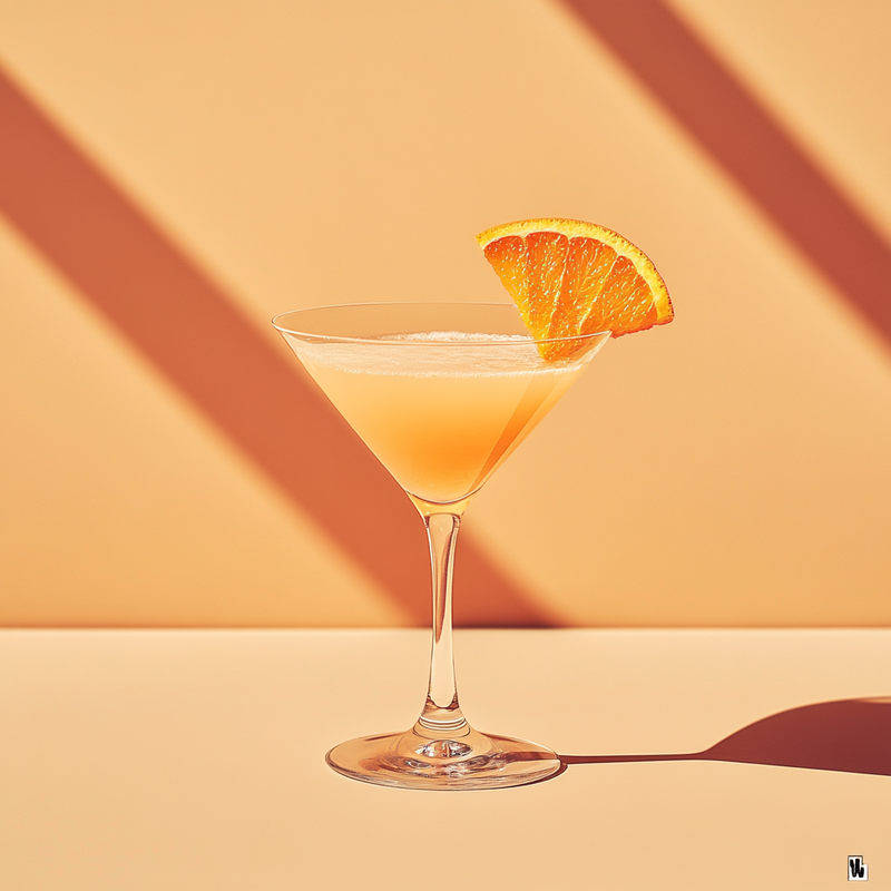 A photo of the Paradise cocktail containing Beefeater London Dry Gin, Giffard Abricot Du Roussillon, Freshly squeezed orange juice, Freshly squeezed lemon juice in a Martini.
