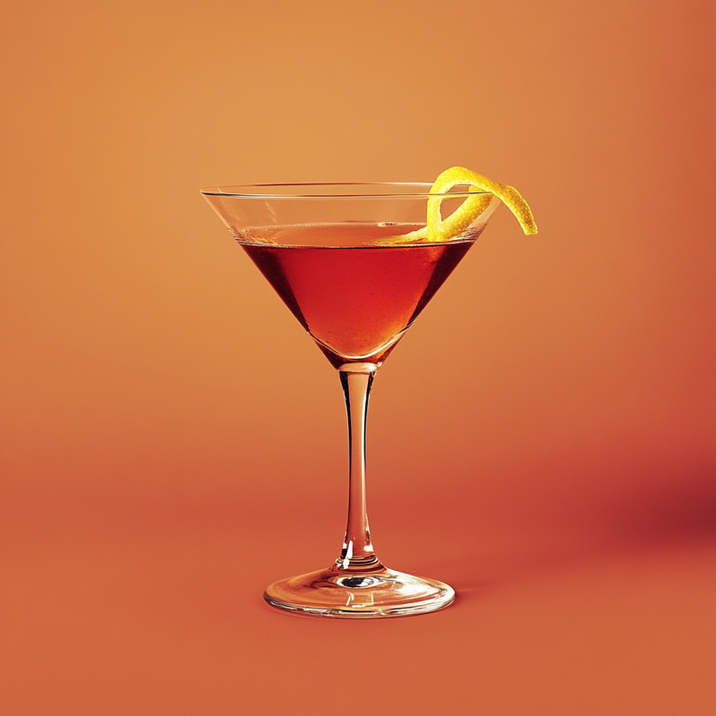 A photo of the Leave It To Me Martini cocktail containing Beefeater London Dry Gin, Giffard Abricot Du Roussillon, Martini & Rossi Rosso Sweet Vermouth, Freshly squeezed lemon juice, Liber & Co. Real Grenadine in a Martini.