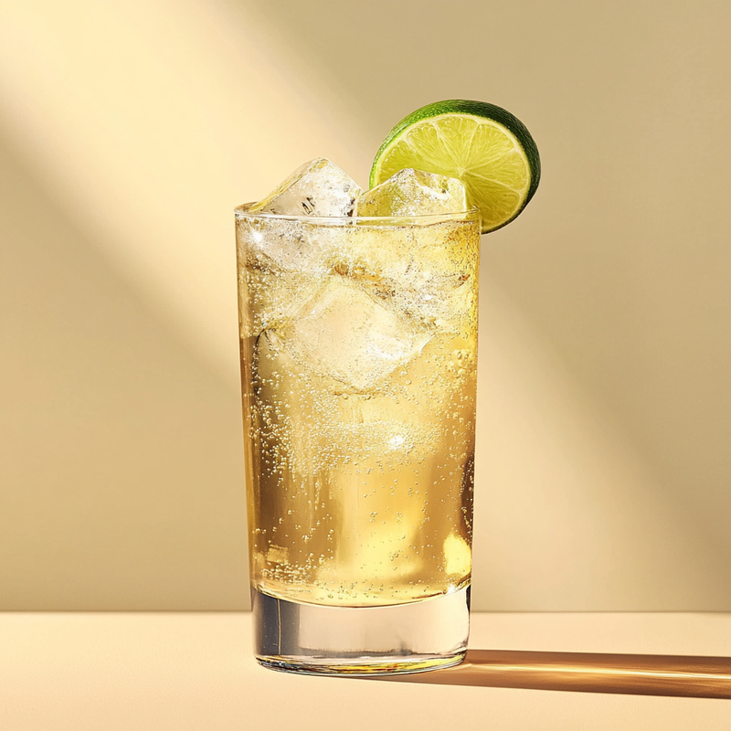 A photo of the Mamie Taylor cocktail containing Compass Box Great King Street Artist's Blend Scotch, Freshly squeezed lime juice, Ginger ale in a Collins.