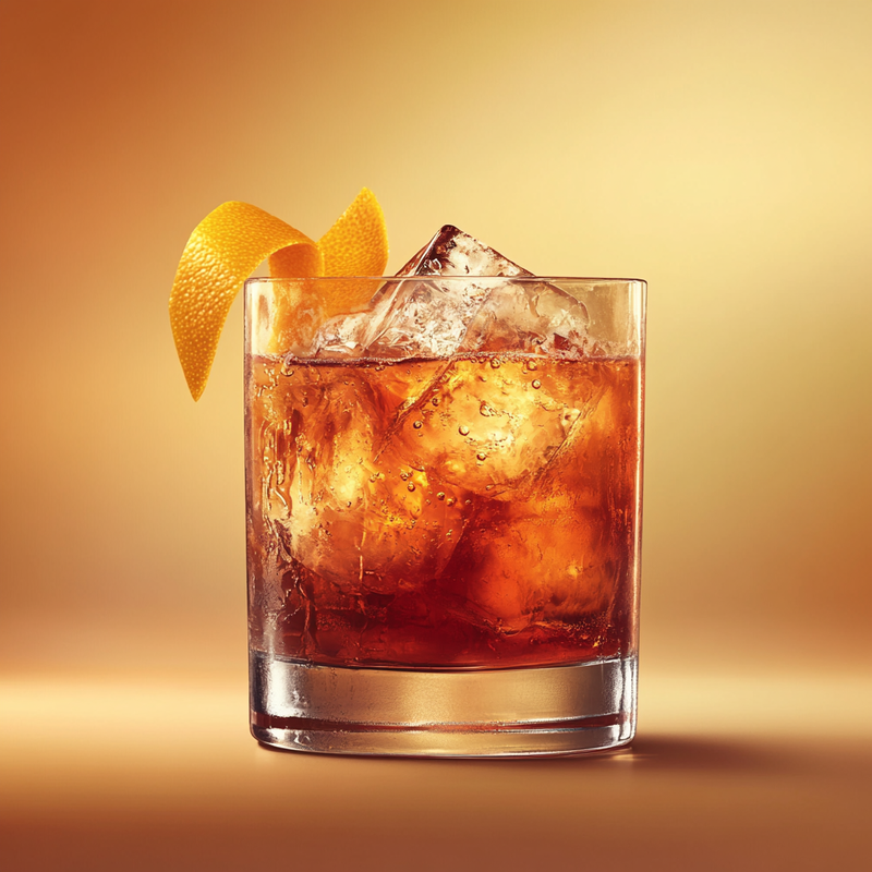 A photo of the Southern Splendor cocktail containing Luxardo Amaretto di Saschira Liqueur, Southern Comfort, Cranberry juice, Freshly squeezed orange juice, Peychaud's Bitters in a Old-Fashioned.