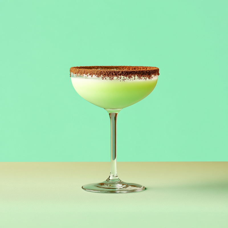 A photo of the Choco-Mint Martini cocktail containing Ketel One Vodka, Tempus Fugit Crème De Menthe, Marie Brizard Crème de Cacao White, Noilly Prat Dry Vermouth in a Martini.
