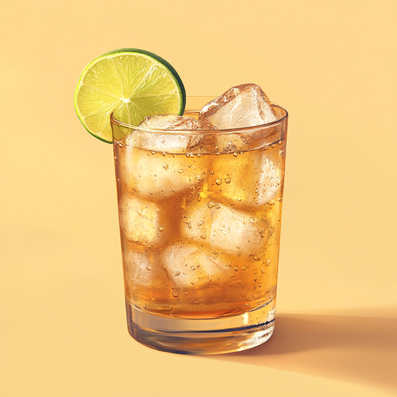 A photo of the Marnier Mule cocktail containing Grand Marnier, Fresh lime, Ginger ale, Peychaud's Bitters in a Collins.