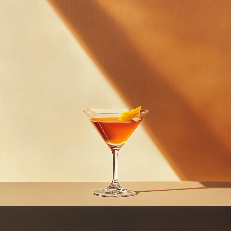 A photo of the Artichoke Martini cocktail containing Hennessy V.S. Cognac, Martini & Rossi Rosso Sweet Vermouth, Cynar in a Martini.